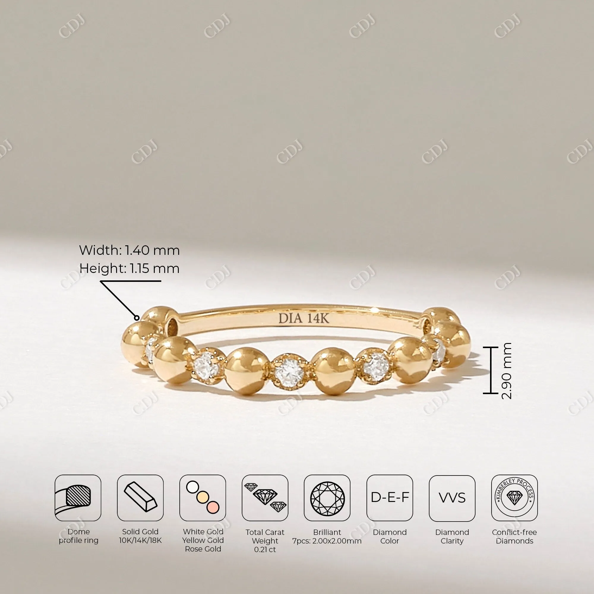 0.21CTW Earth Mine Diamond Bold Beaded Ring