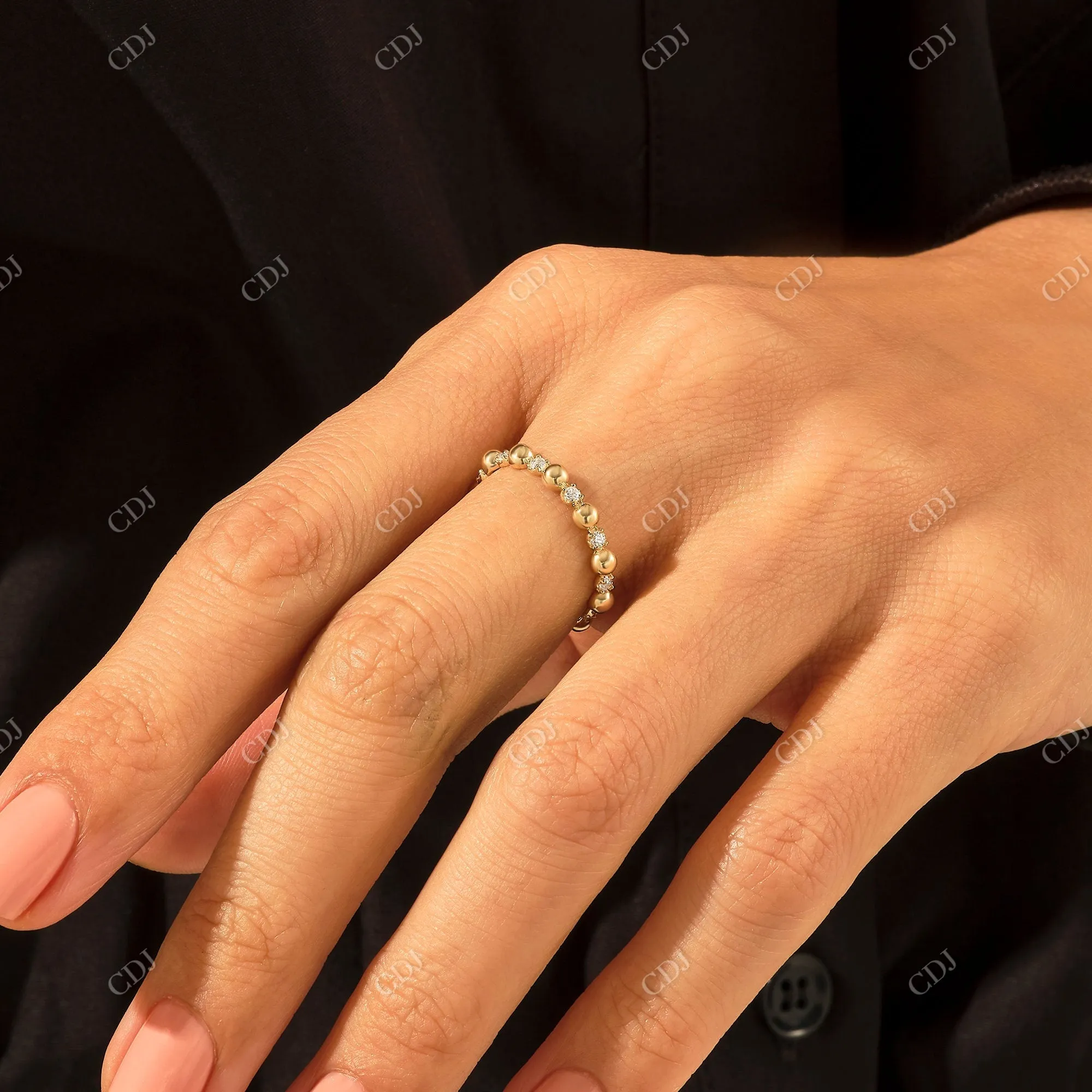 0.21CTW Earth Mine Diamond Bold Beaded Ring