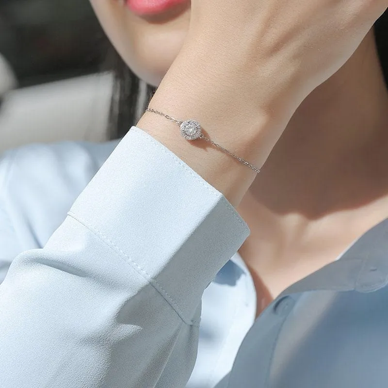 0.5ct Diamond Bracelets For Women 18K White Gold Plated 925 Sterling Silver Bracelet Wedding Gifts