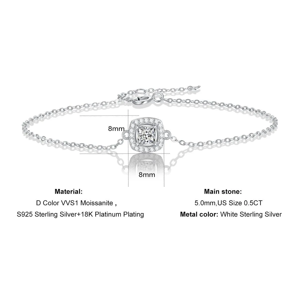 0.5ct Diamond Bracelets For Women 18K White Gold Plated 925 Sterling Silver Bracelet Wedding Gifts