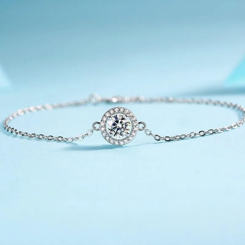 0.5ct Diamond Bracelets For Women 18K White Gold Plated 925 Sterling Silver Bracelet Wedding Gifts