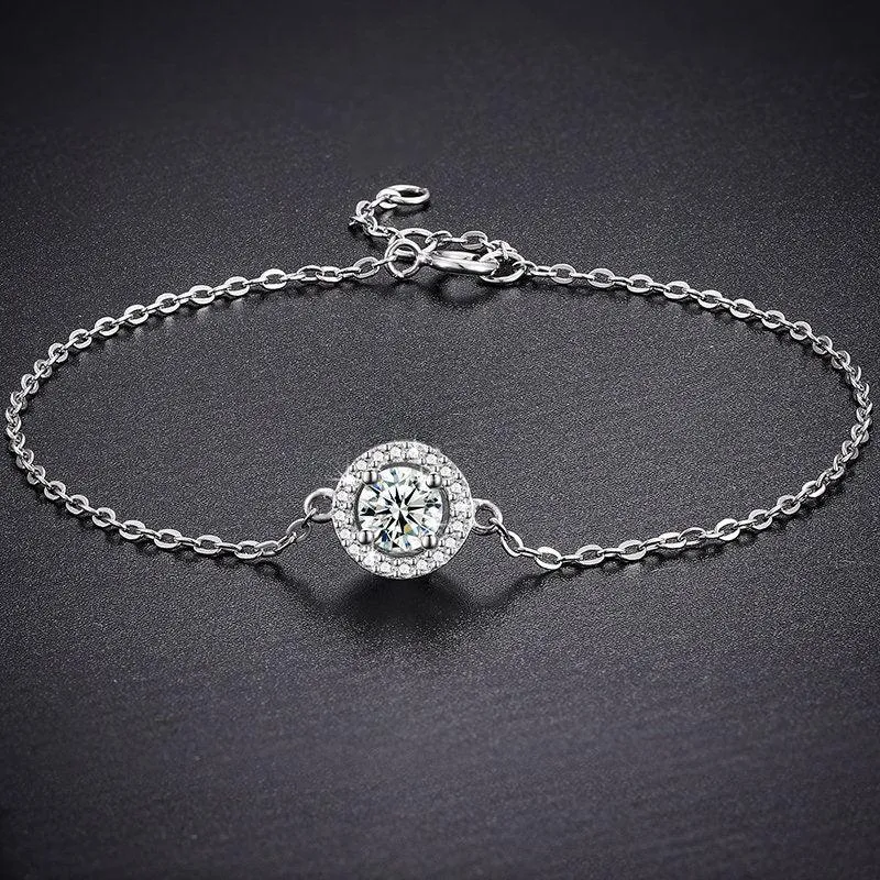 0.5ct Diamond Bracelets For Women 18K White Gold Plated 925 Sterling Silver Bracelet Wedding Gifts