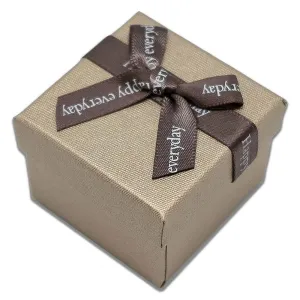 1 3/4" x 1 3/4" Champagne Beige Linen Paper Cardboard Ribbon Bow Jewelry Box