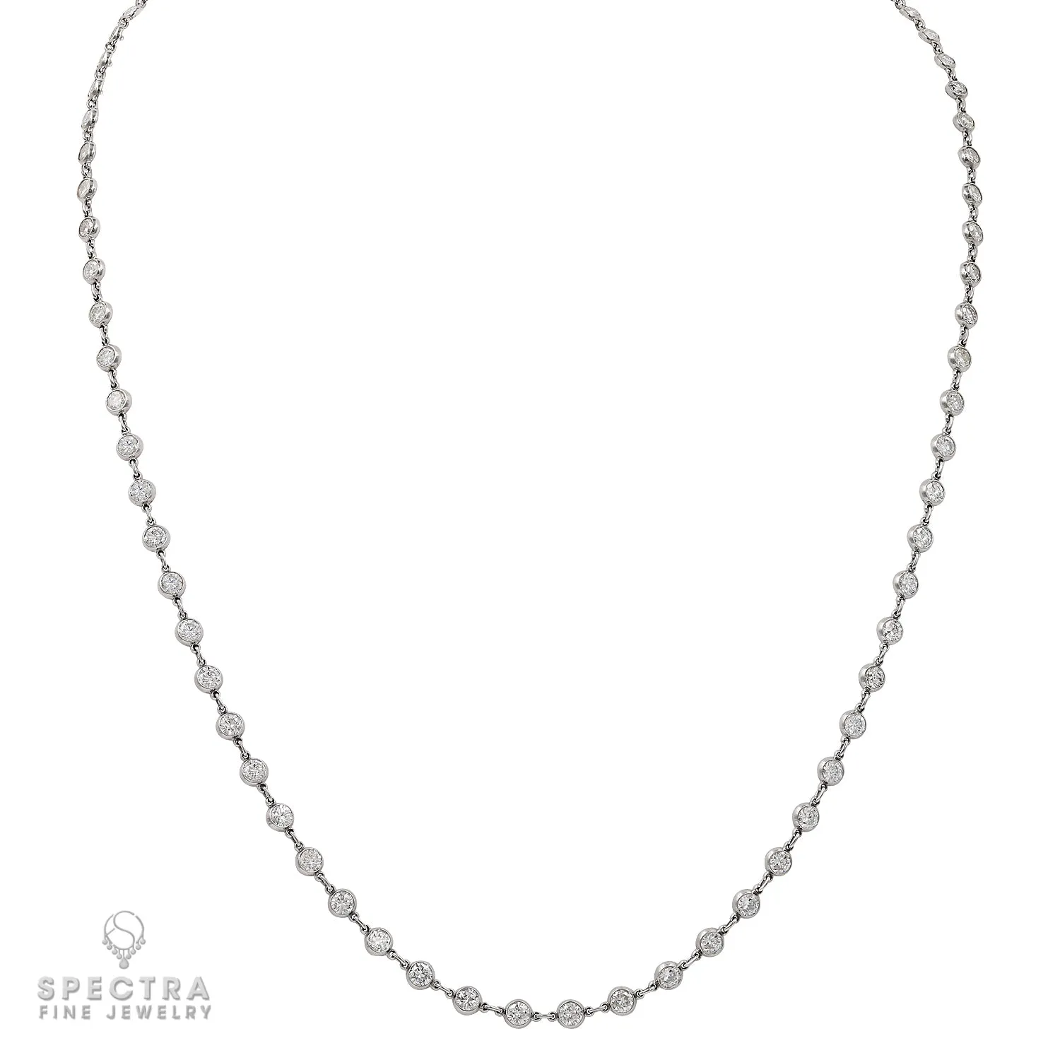 10.73ct Diamond by the Yard Necklace in 18kt White Gold