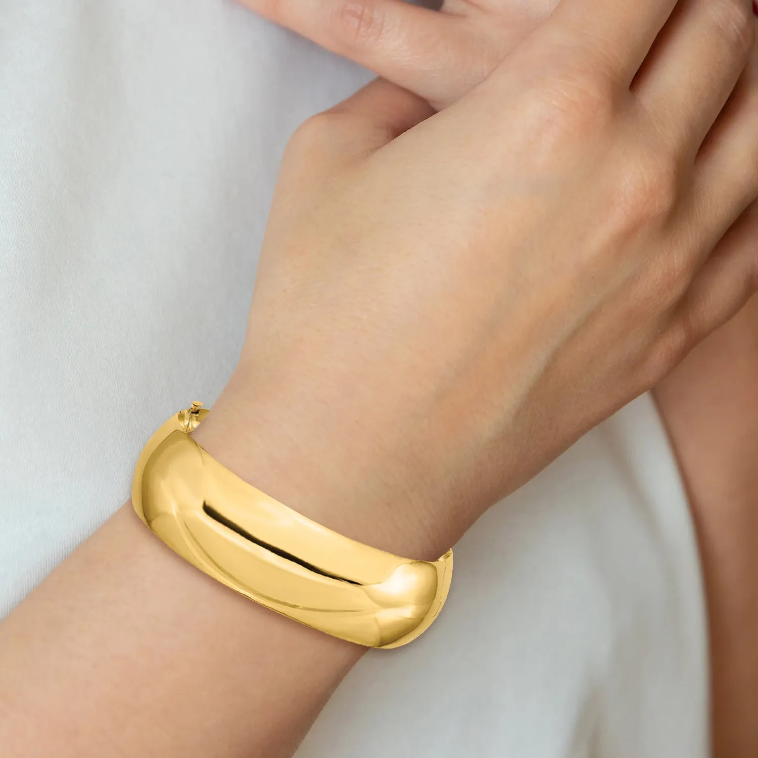 10k 13/16 High Polished Hinged Bangle Bracelet