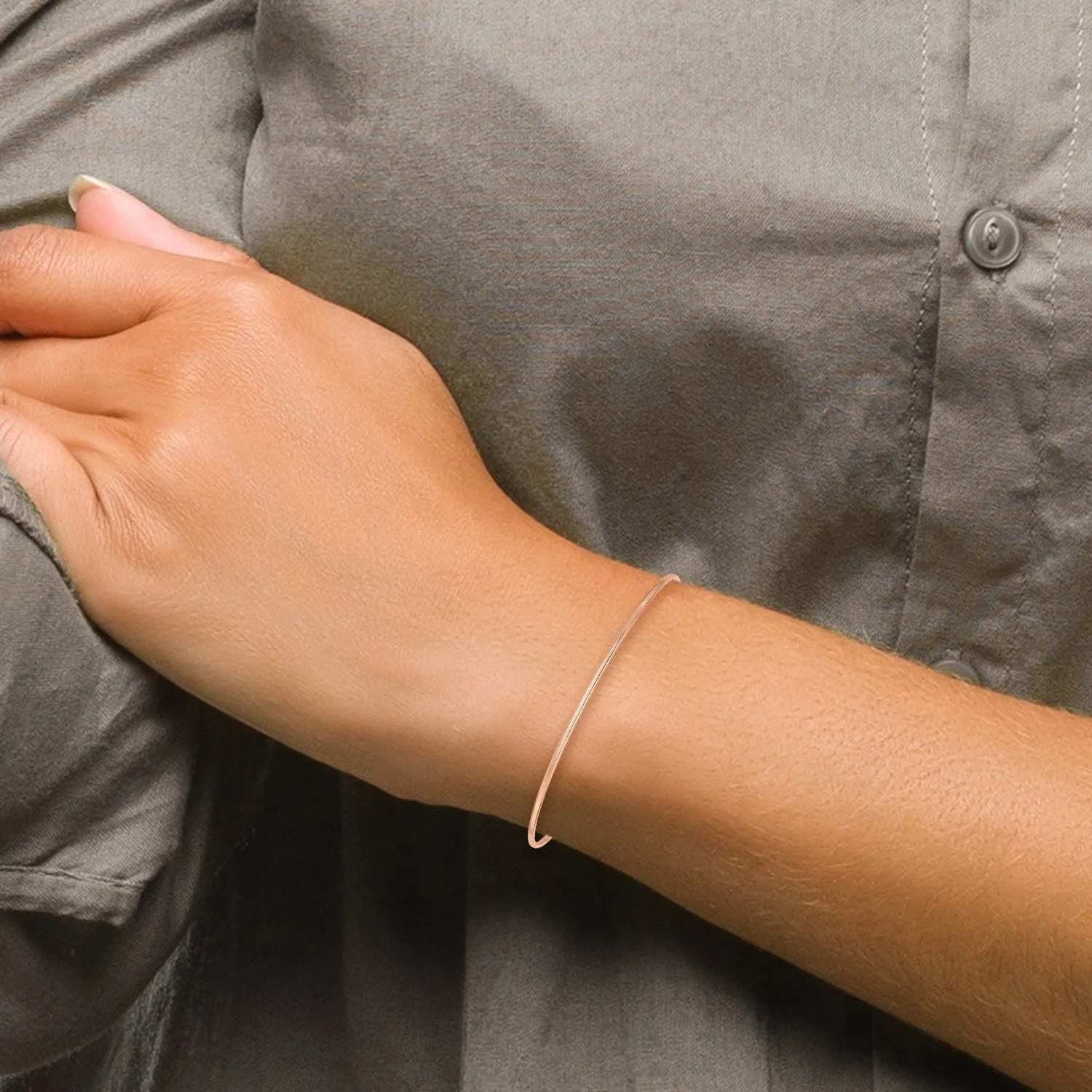 10k 1.5mm Rose Gold Polished Slip-on Bangle Bracelet