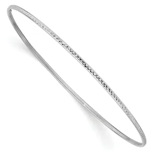 10k 1.5mm White Gold Diamond-Cut Slip-on Bangle Bracelet