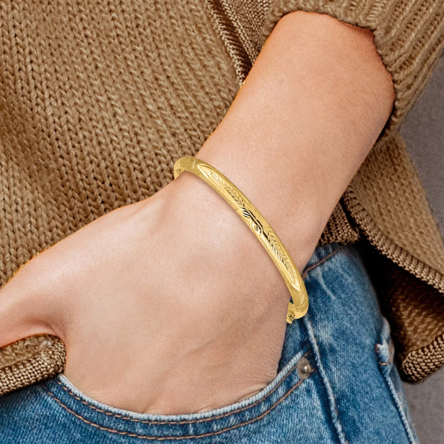10k Florentine Hinged Baby Bangle