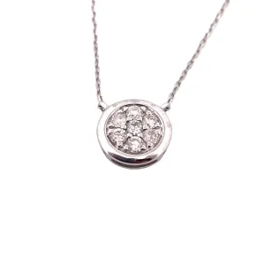 10K White Gold Round Natural Diamond Pendant Necklace