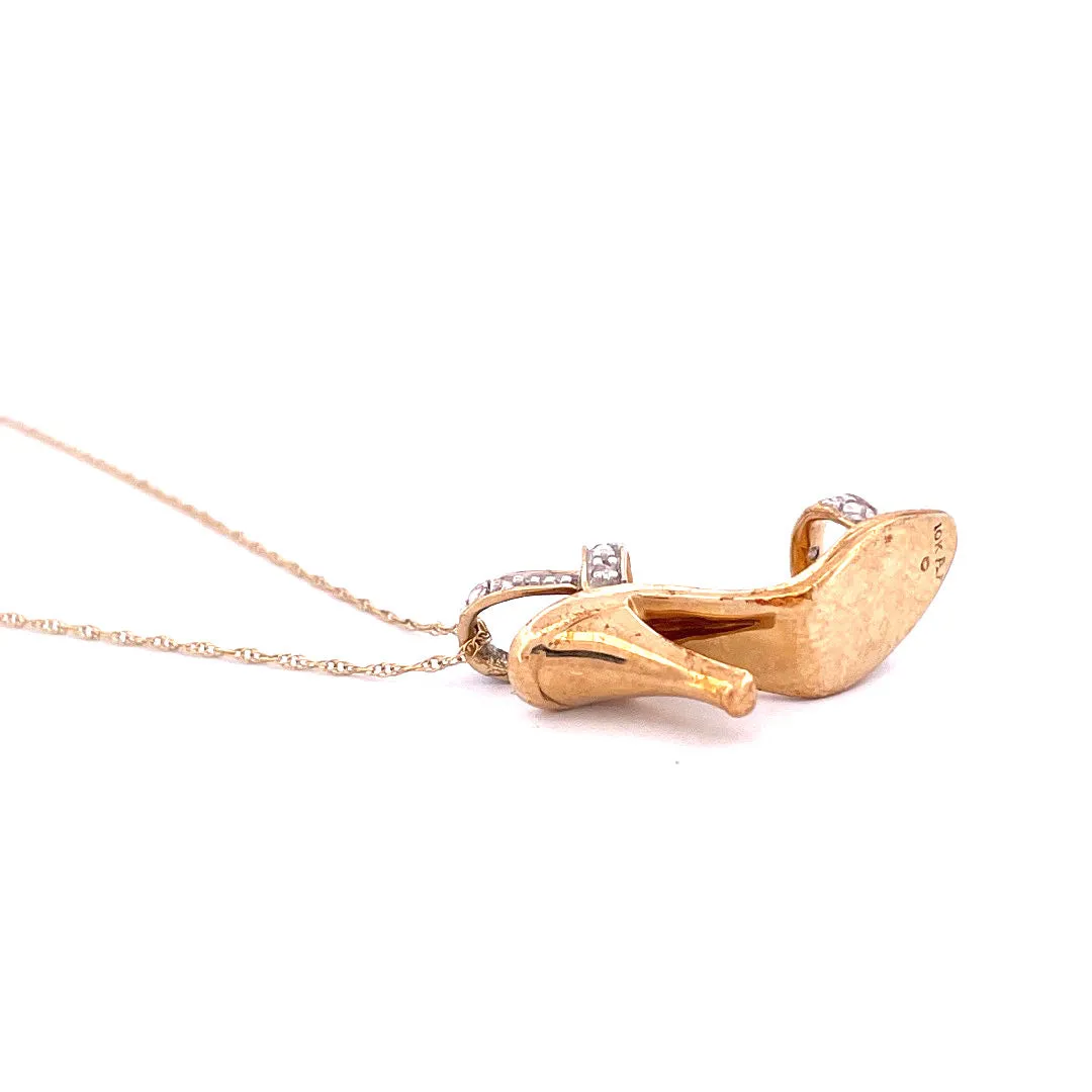 10k Yellow Gold Natural Diamond Heel Necklace