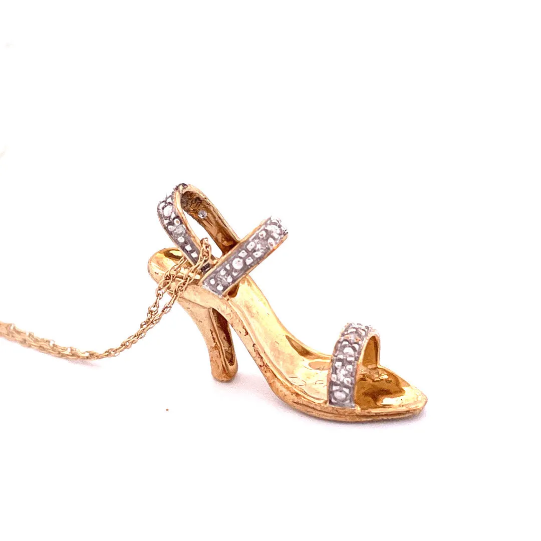 10k Yellow Gold Natural Diamond Heel Necklace