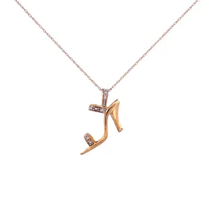 10k Yellow Gold Natural Diamond Heel Necklace