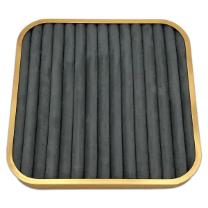 11 5/8" x 11 5/8" Gold Brushed Aluminum Gray Velvet 14 Row Ring Display Tray
