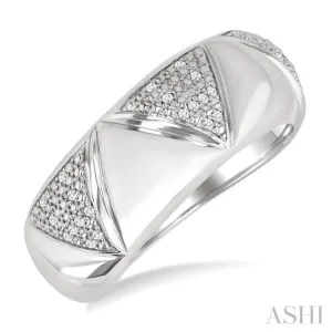 1/10 ctw Bold Straight and Inverted Chevron Round Cut Diamond Wide Fashion Band in Sterling Silver