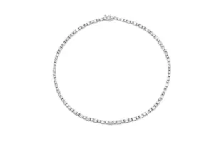 11.04 Carat Alternating Round and Baguette Cut Diamond Tennis Necklace