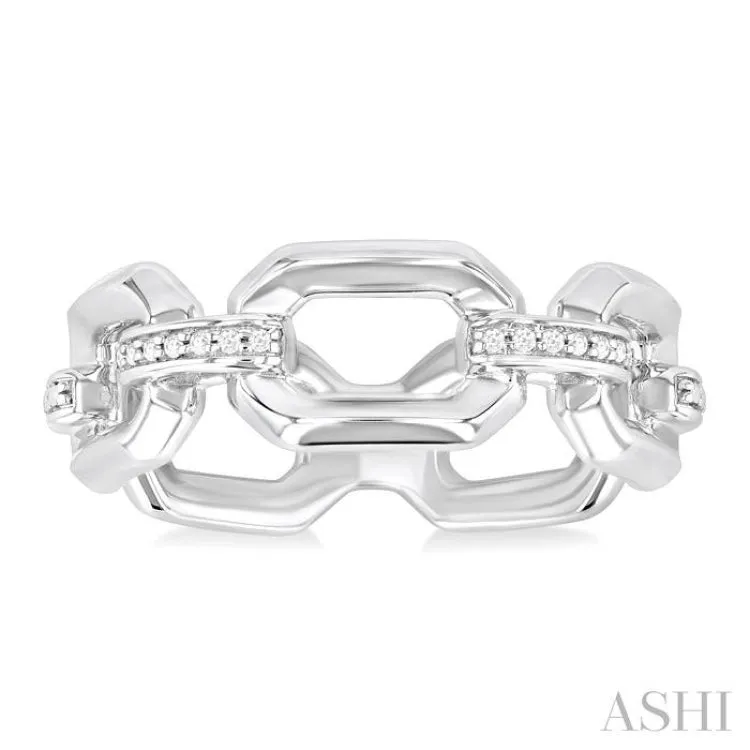 1/20 ctw Bold Open Window Octagonal Shape D-Link Round Cut Diamond Ring in Sterling Silver