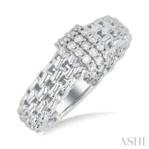 1/3 ctw Bold Chunky Cable Chain Inspired Round Cut Diamond Fashion Ring in 14K White Gold