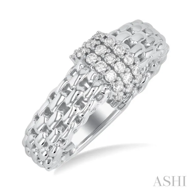 1/3 ctw Bold Chunky Cable Chain Inspired Round Cut Diamond Fashion Ring in 14K White Gold