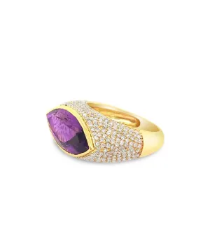 14K Bold Amethyst  Diamond Ring