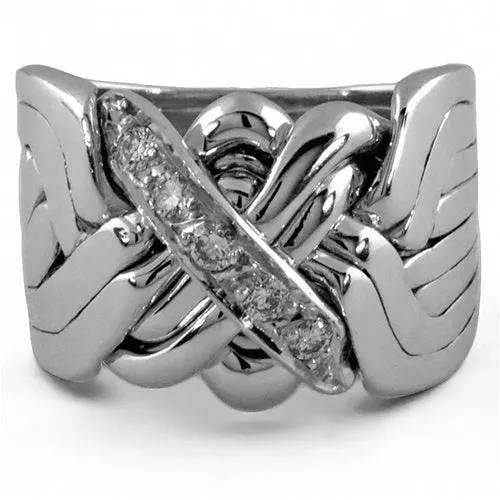 14K Gold 7 Band Diamond Puzzle Ring 7B5D
