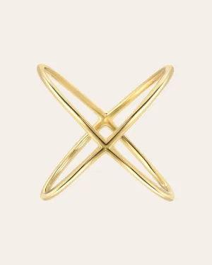 14k Gold Large X Ring