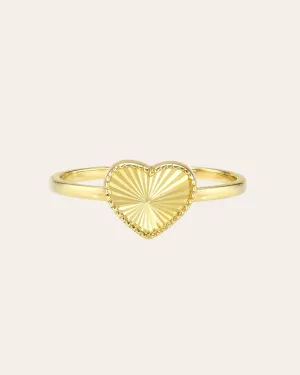 14K Gold Milgrain Heart Ring