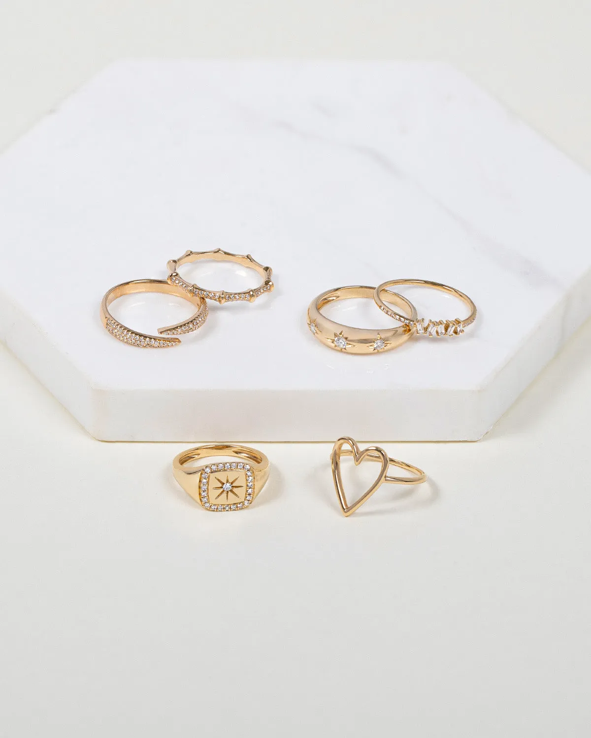 14K Gold Open Heart Ring