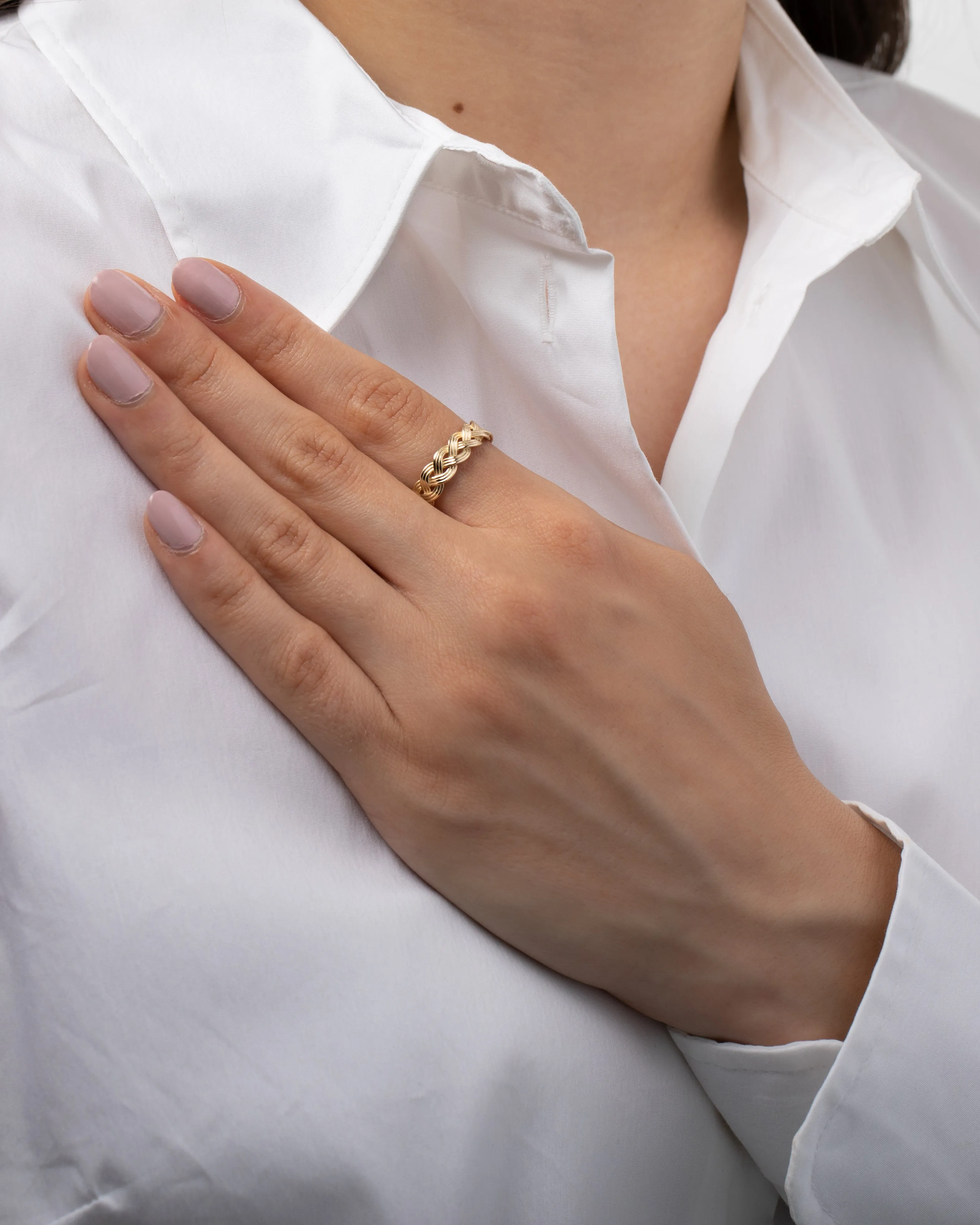 14K Gold Retro Woven Ring