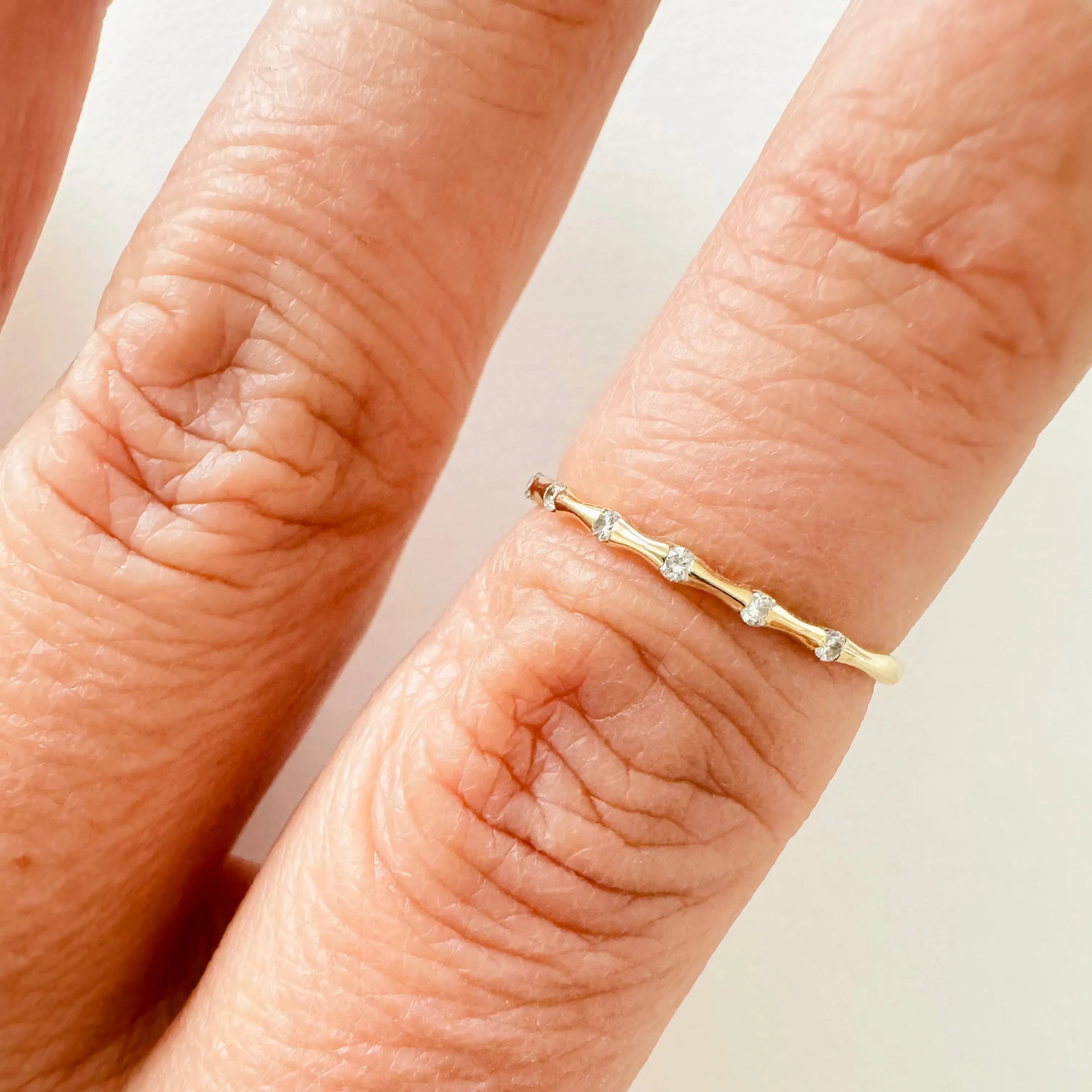 14K Natural Diamond Stackable Ring