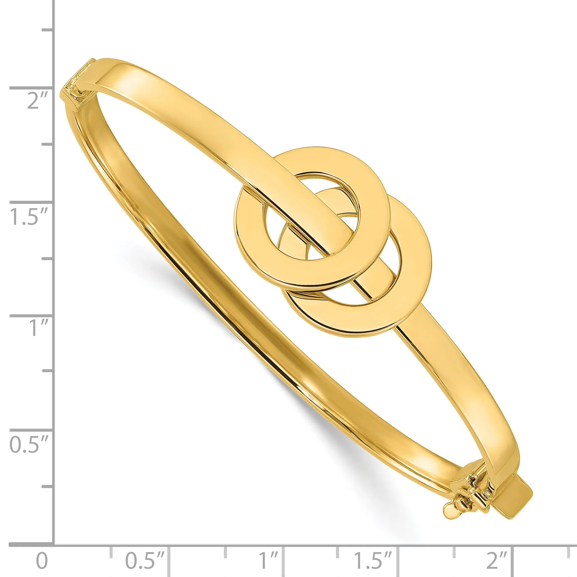 14K Polished Double Circle Hinged Bangle
