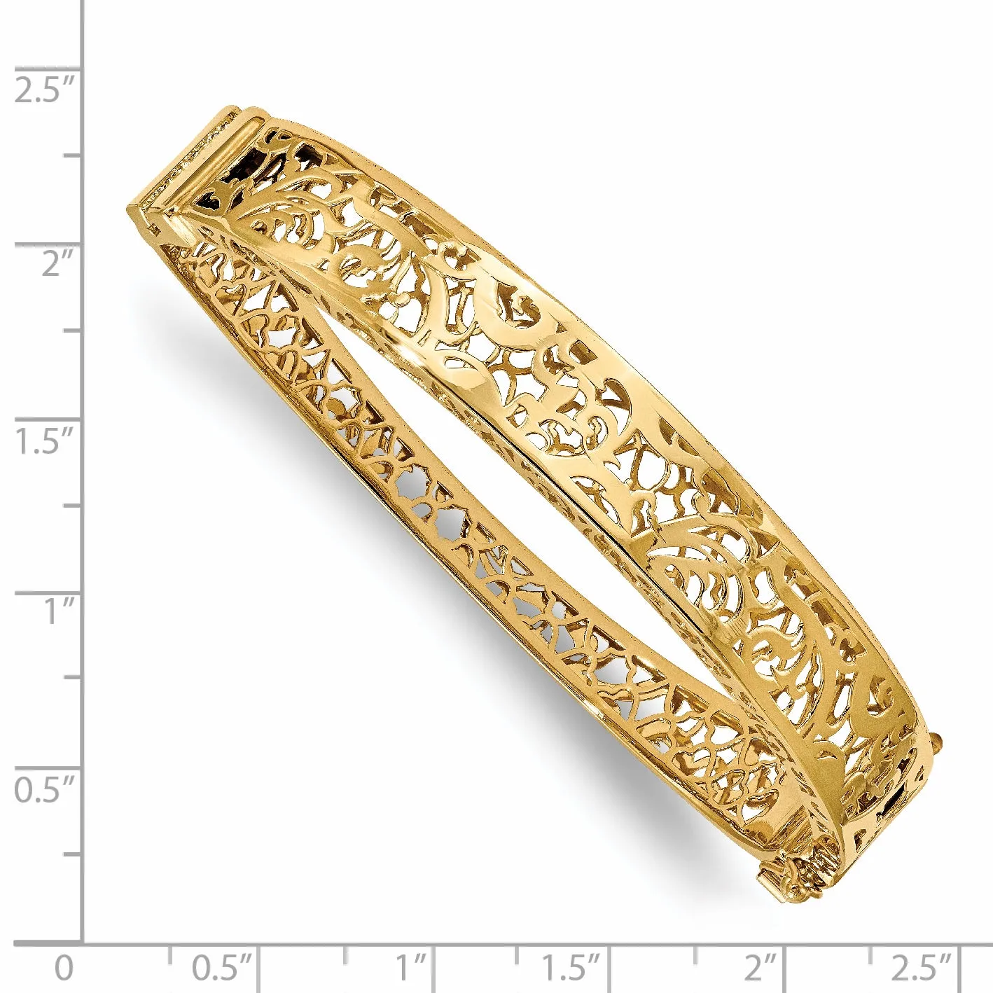 14K Polished Hollow Fancy Bangle
