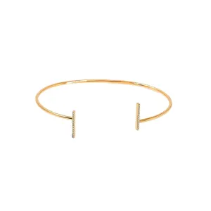14K Rose Gold Diamond Bangle W/ VS Diamonds & Bar Accents on Open Cuff Bangle
