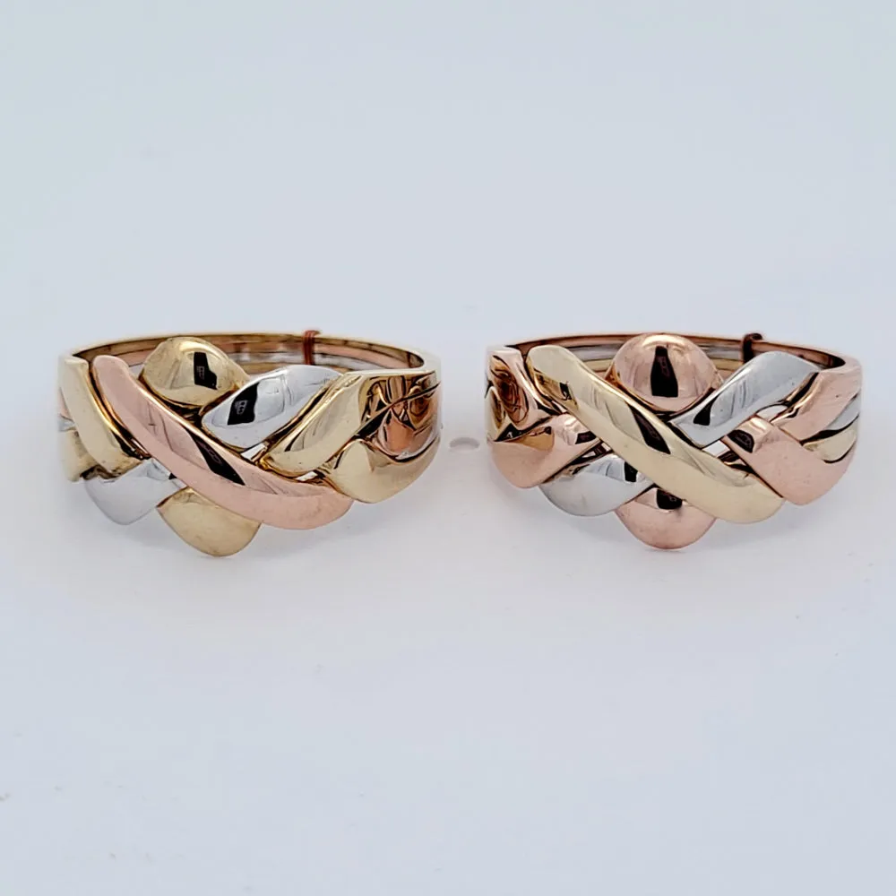 14K Tri Gold 4 Band Puzzle Ring 4B142