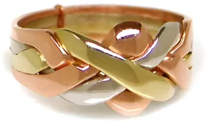 14K Tri Gold 4 Band Puzzle Ring 4B142