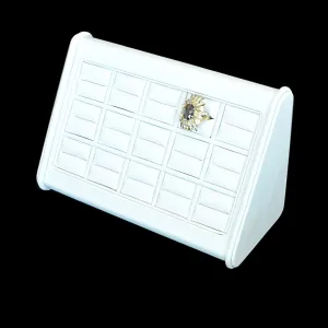 15 Ring White Leatherette Slot Stand