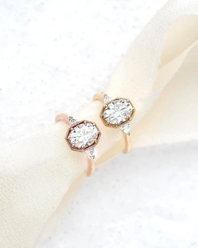 1.5ct Geometric Moissanite Three-stone Vintage Ring