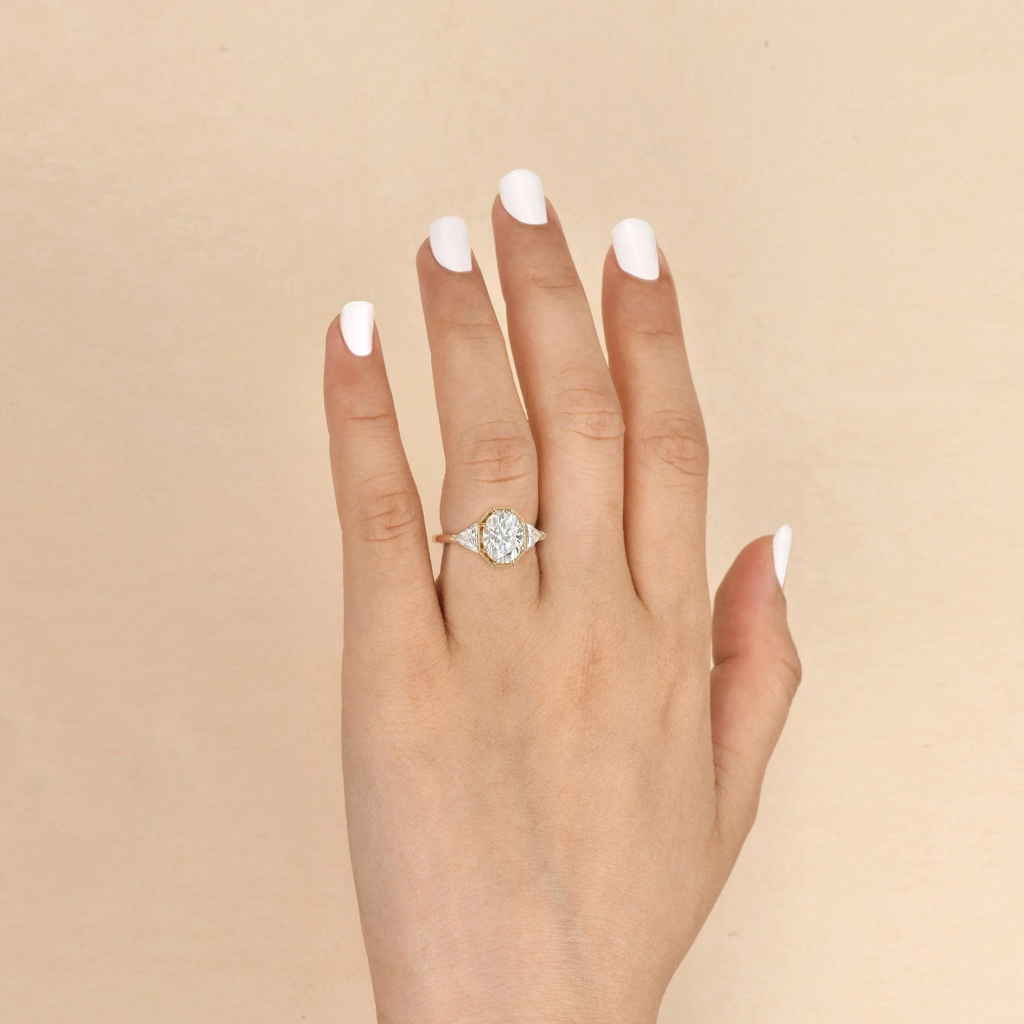 1.5ct Geometric Moissanite Three-stone Vintage Ring