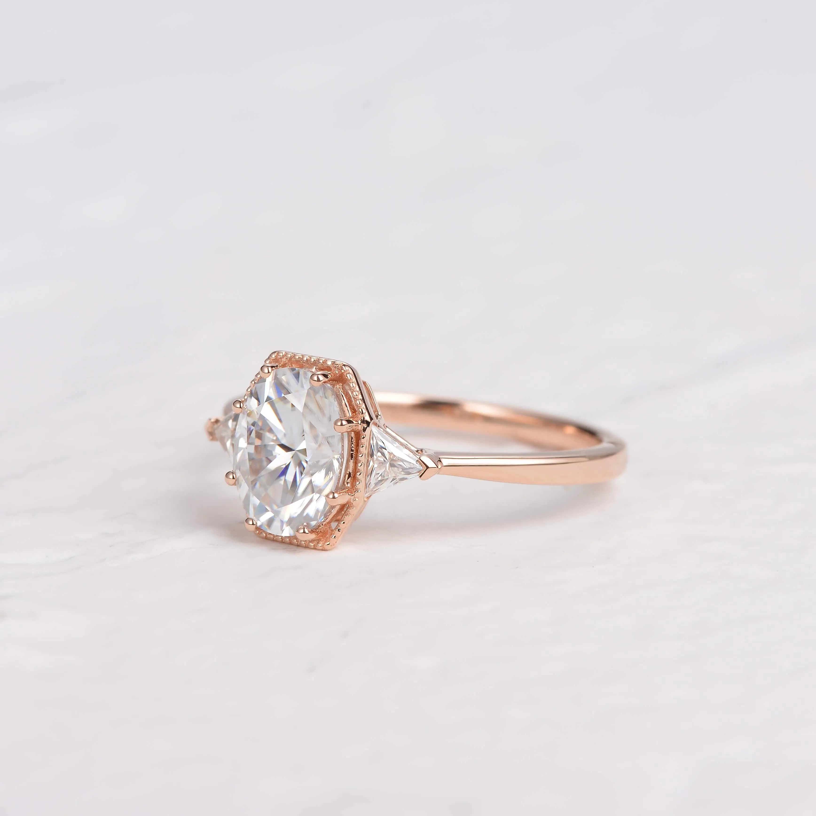 1.5ct Geometric Moissanite Three-stone Vintage Ring