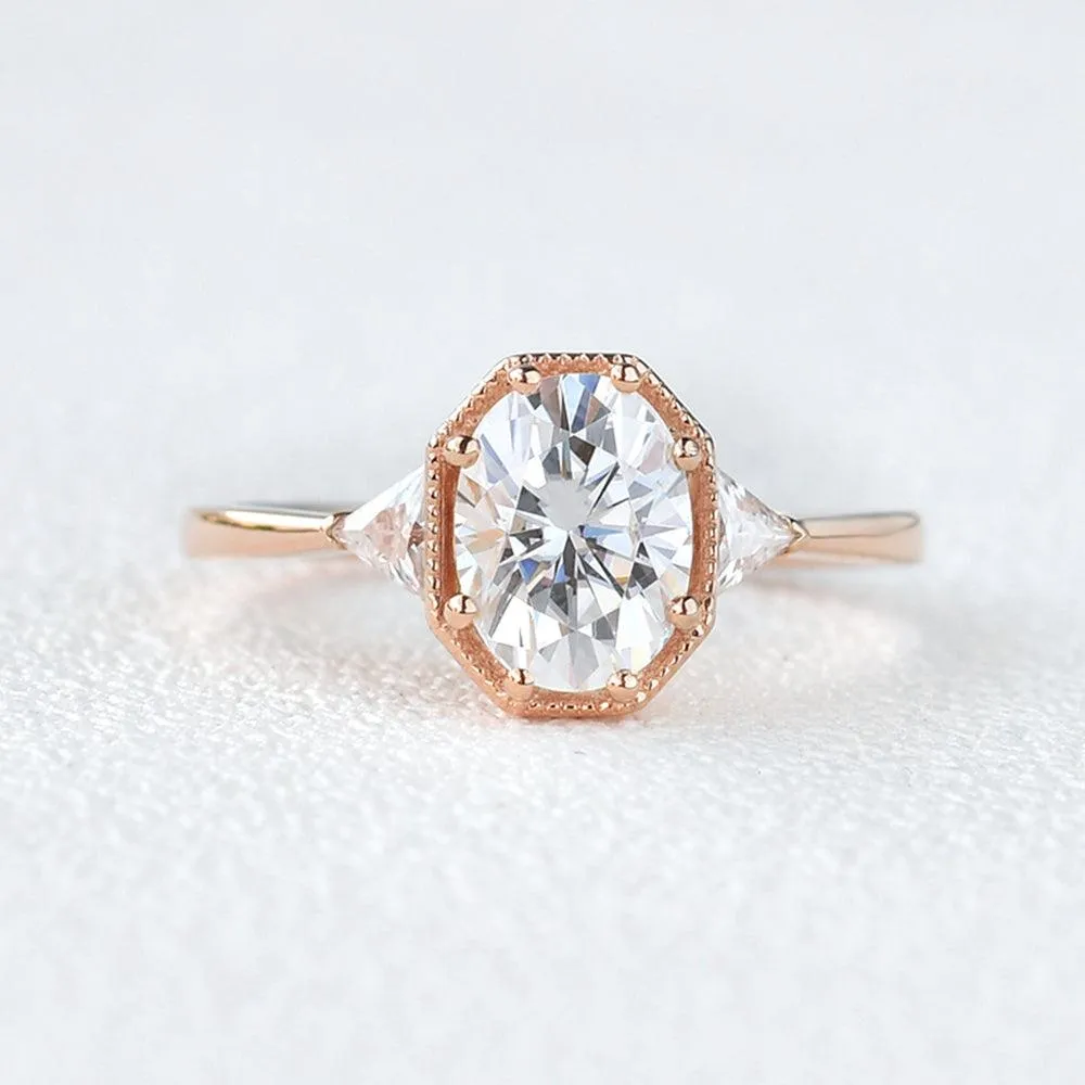 1.5ct Geometric Moissanite Three-stone Vintage Ring