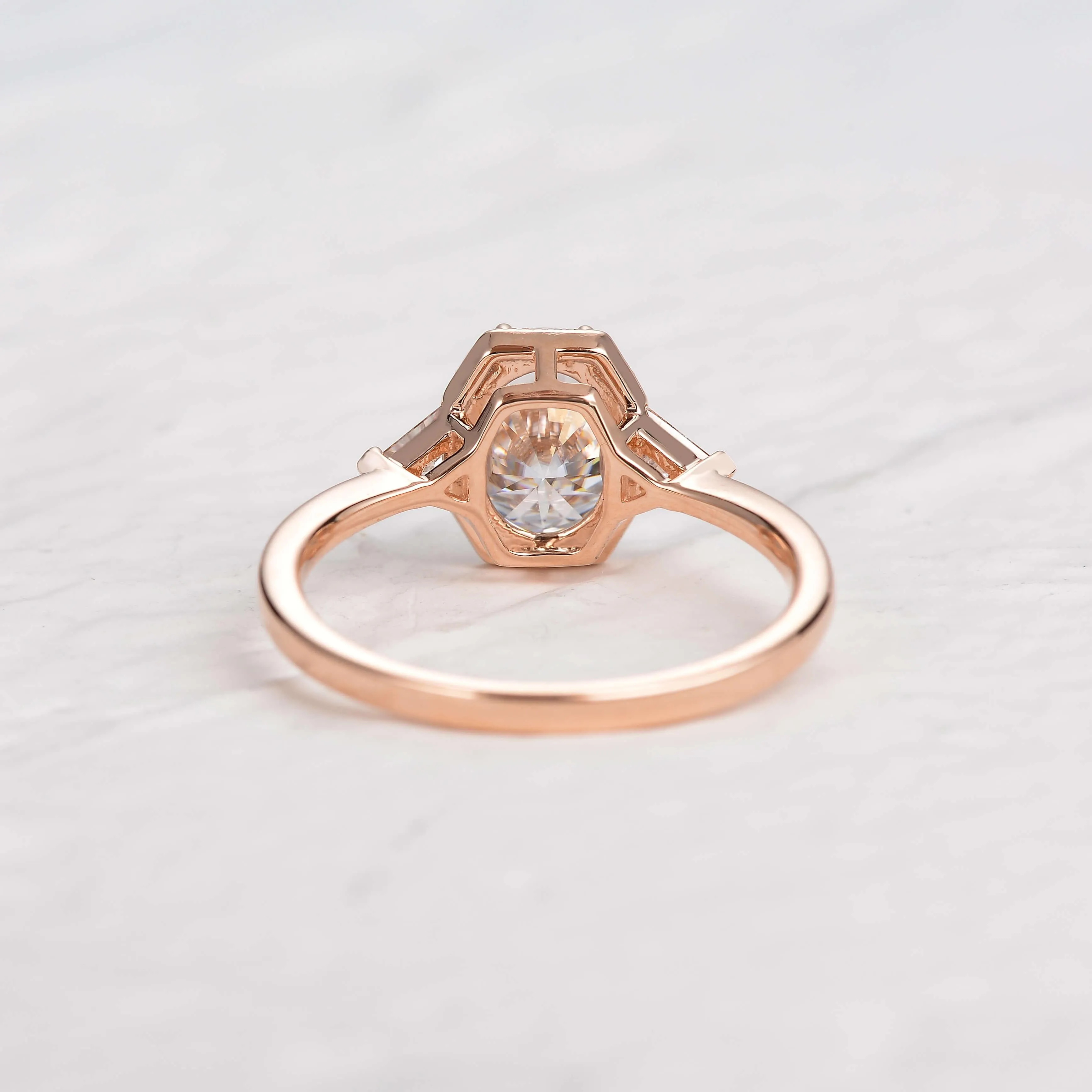 1.5ct Geometric Moissanite Three-stone Vintage Ring