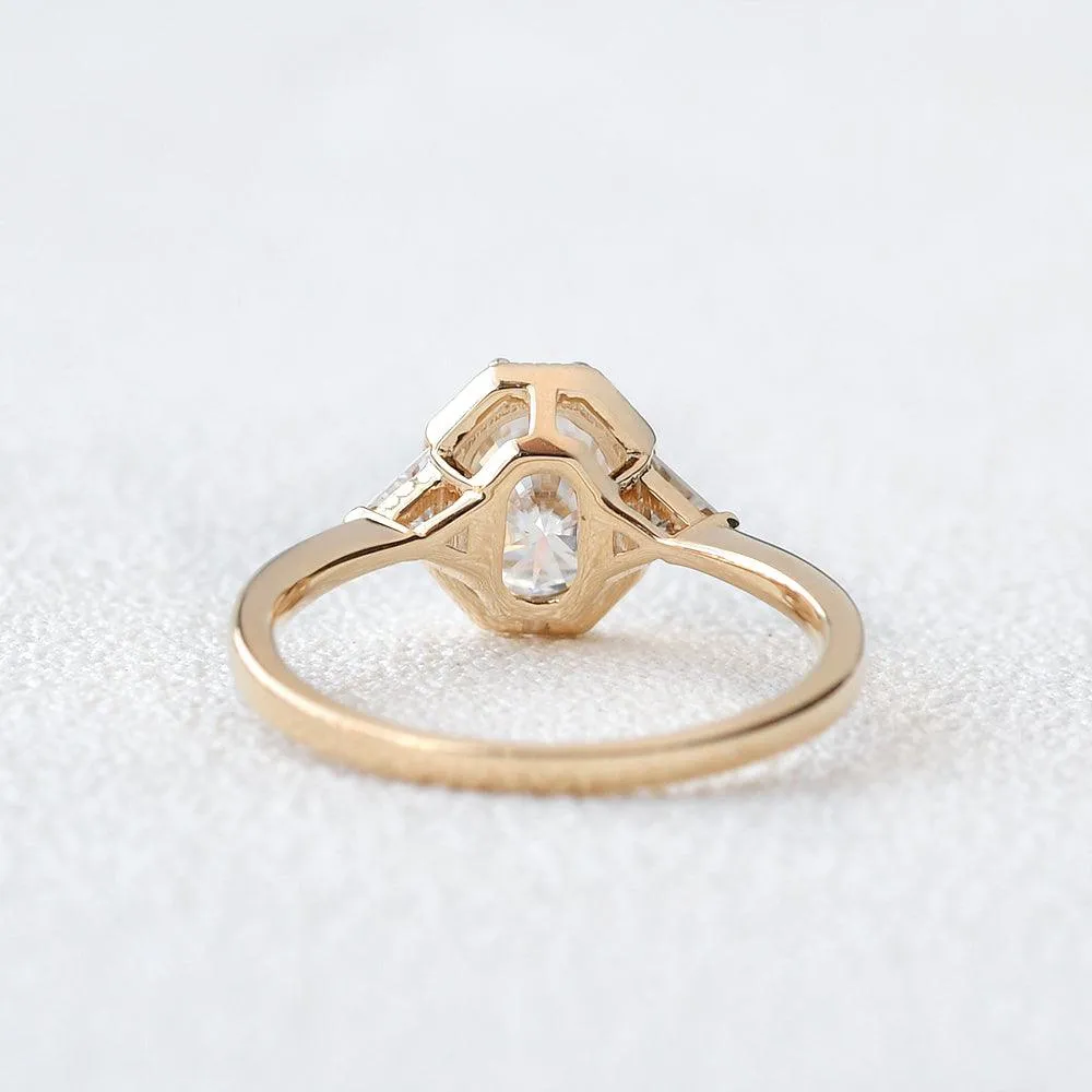 1.5ct Geometric Moissanite Three-stone Vintage Ring