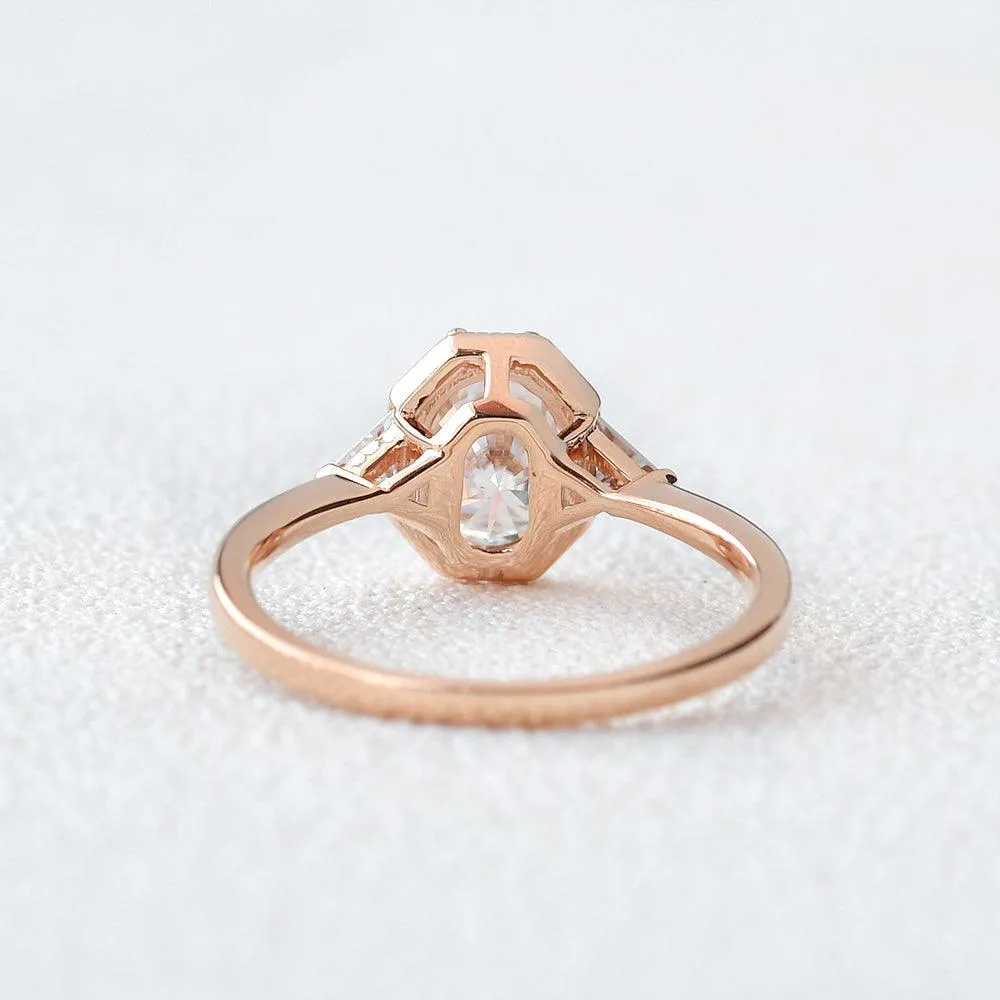 1.5ct Geometric Moissanite Three-stone Vintage Ring