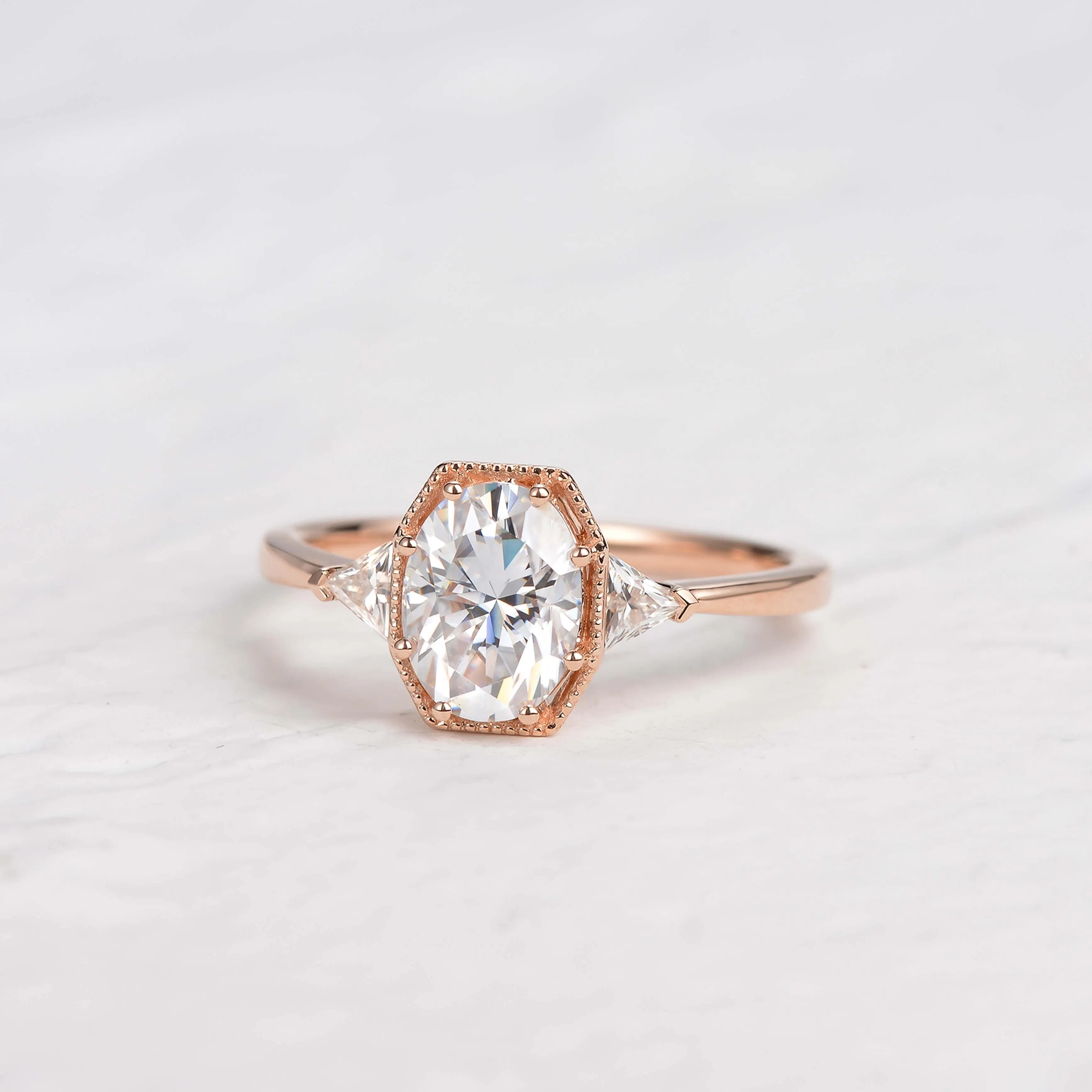 1.5ct Geometric Moissanite Three-stone Vintage Ring