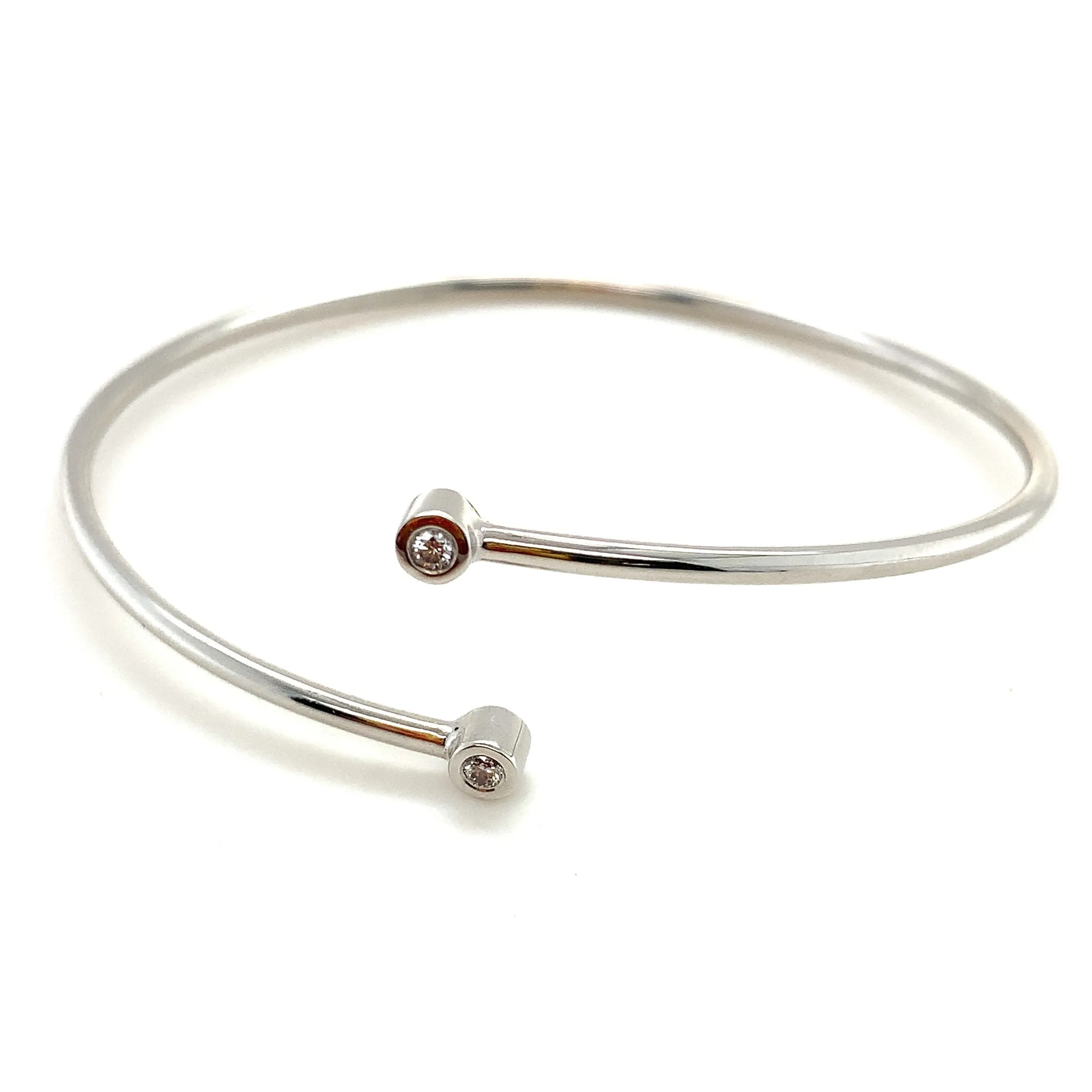 18K White Gold Diamond Torque Bangle