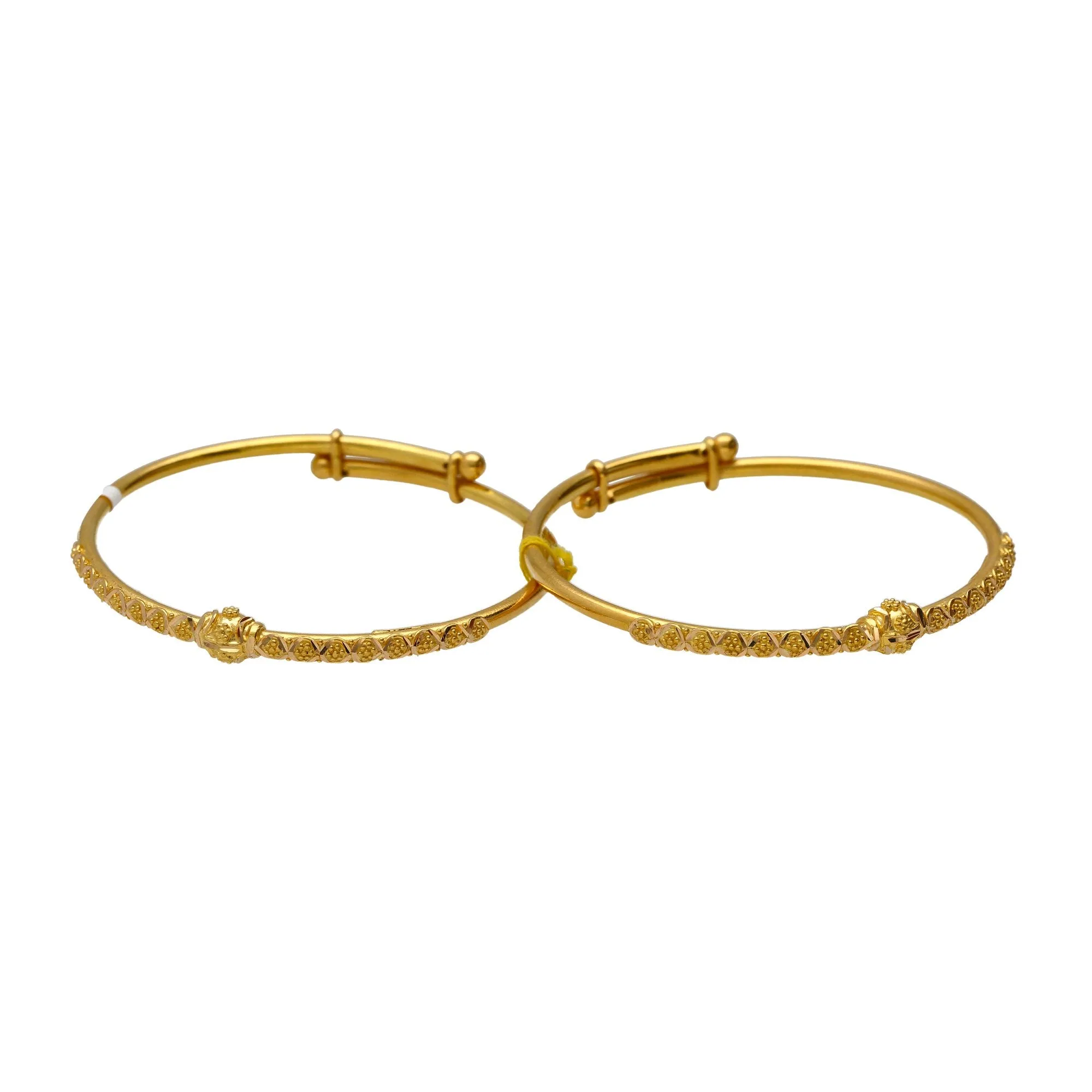22K Yellow Gold Adjustable Beaded Baby Bangles