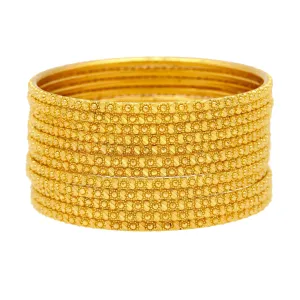 22K Yellow Gold Thin Bangles Set of Twelve, 108.1 Grams