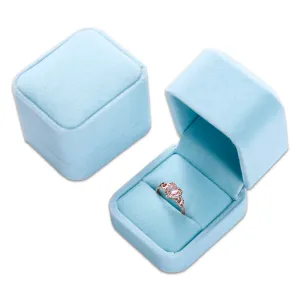 24-Pack Deluxe Plush Light Blue Velvet High-Top Ring Box