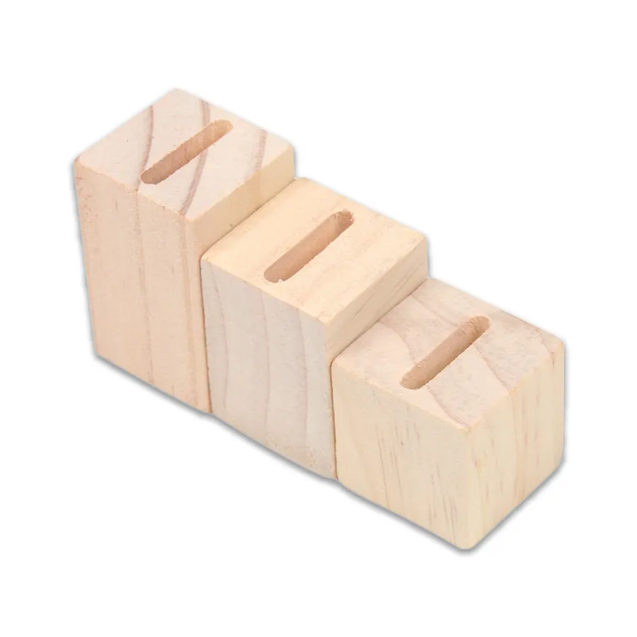 3 Piece Tiered Natural Wood Jewelry Display Ring Stands