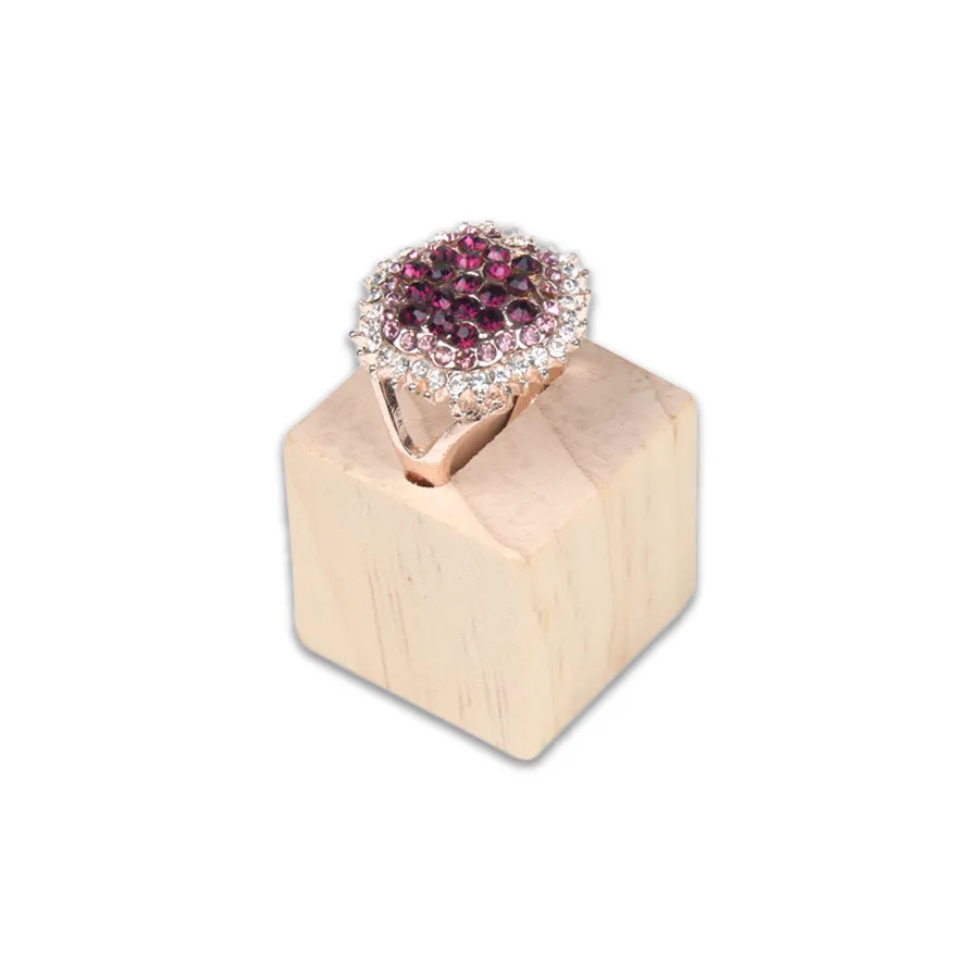 3 Piece Tiered Natural Wood Jewelry Display Ring Stands