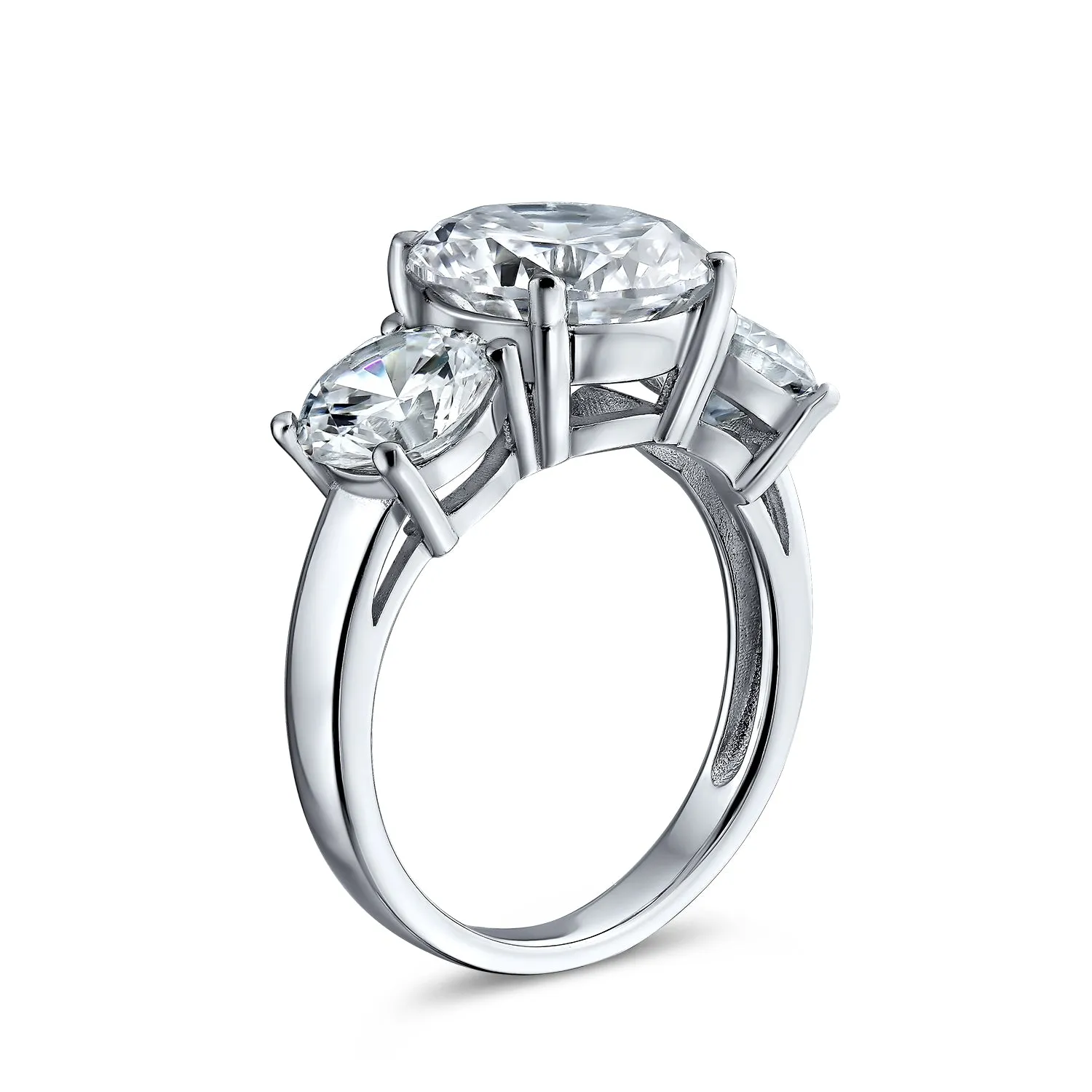 3CTW AAA CZ Round Solitaire Promise Engagement Ring Sterling Silver